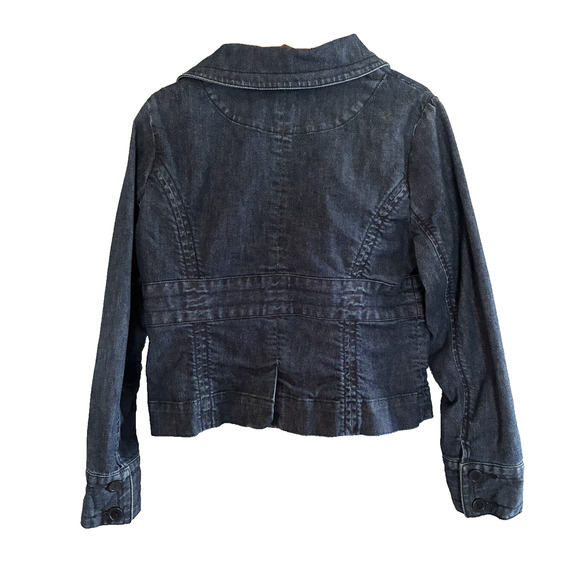 VTG Y2K Louie Denim Blazer Women 14 Dark Wash‎ Jacket Feminine Preppy - Picture 3 of 16